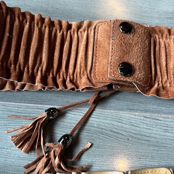 Suede style stretch wide belt, stretchable & front ropes adjustable for size S~M - Picture 12 of 12